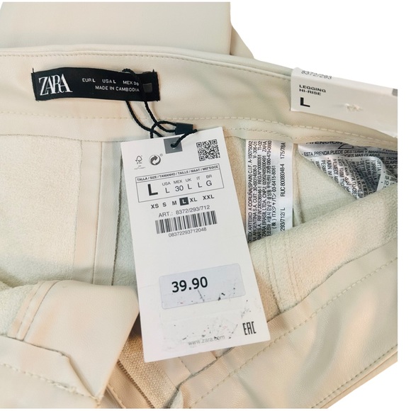 Zara FAUX LEATHER LEGGINGS
Color: Sand Size: L NWT. - Picture 7 of 11